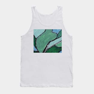 Cobalt Blue Navy Green Abstract Art Tank Top